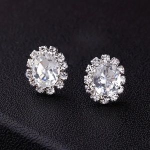 NEW Stud Silver 925 Oval Sapphire Cut Sparkling Shiny Elegant Evening Earrings